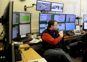 Laura L. Calderone/MEDILL Physicists at Fermi National Accelerator Laboratory outside of Chicago analyze data coming from subatomic particle the detectors. One pair of new detectors sense when neutrinos interact with scintillator fluid. Neutrinos are very hard to detect because they interact so rarely.