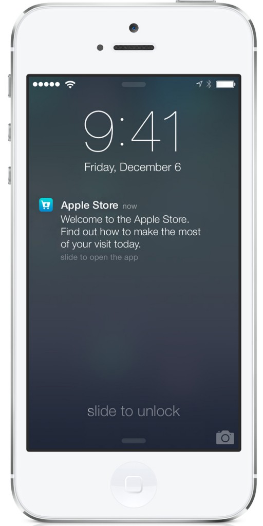 AP Photo / Apple Inc. An example of Apple Inc.'s iBeacon messages on an iPhone.